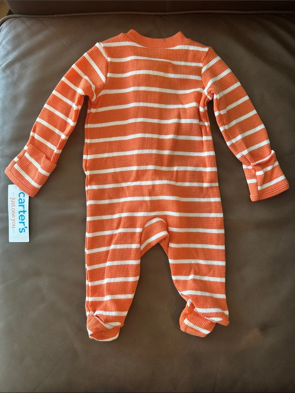 Carter's Orange and White Striped Pumpkin Footed Halloween Sleeper